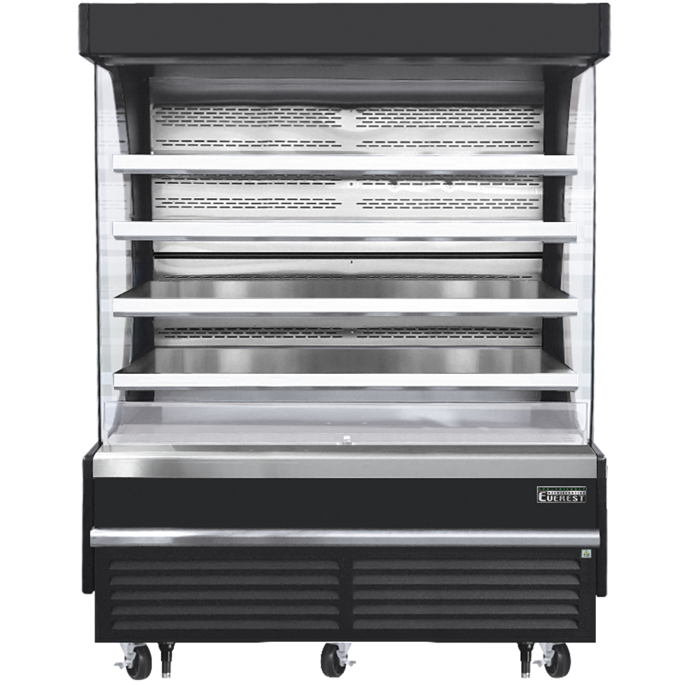 Everest Vertical Open Air Merchandiser, 73 1/4" Length, 28 3/8" Depth, 78" Height - Black Exterior Model EOMV-72-B-28-T