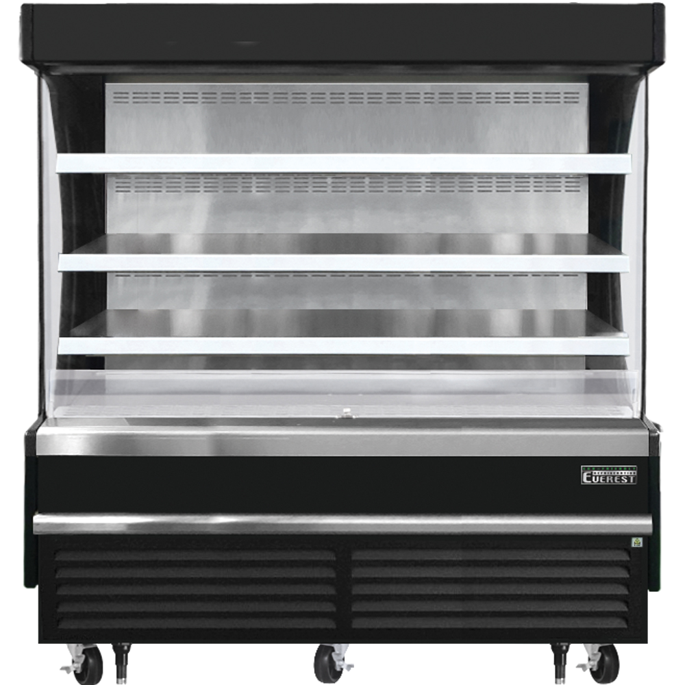 Everest Vertical Open Air Merchandiser, 73 1/4" Length, 28 3/8" Depth, 60 1/8" Height - Black Exterior Model EOMV-72-B-28-S