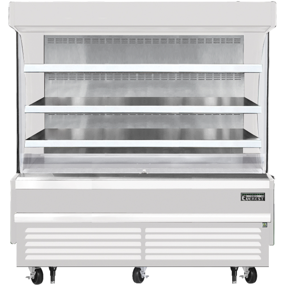 Everest Vertical Open Air Merchandiser, 73 1/4" Length, 28 3/8" Depth, 60 1/8" Height - White Exterior Model EOMV-72-W-28-S