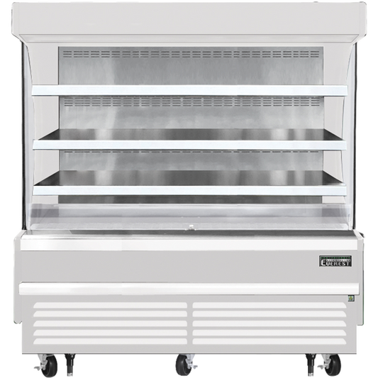 Everest Vertical Open Air Merchandiser, 73 1/4" Length, 28 3/8" Depth, 60 1/8" Height - White Exterior Model EOMV-72-W-28-S