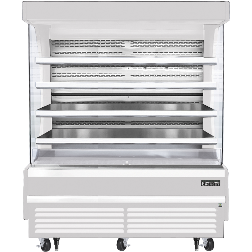 Everest Vertical Open Air Merchandiser, 73 1/4" Length, 34 1/4" Depth, 78" Height - White Exterior Model EOMV-72-W-35-T