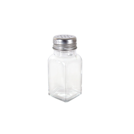 Shaker Glass Square W/ SS Mush. Cap 2oz