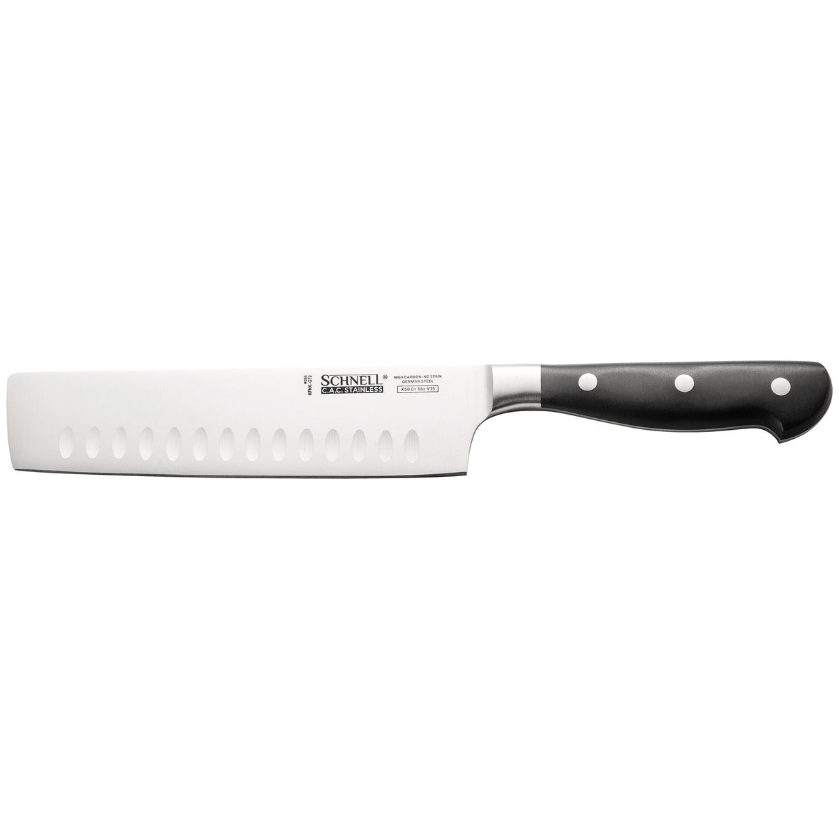 Schnell Nakiri Knife 7-1/4″, Granton Edge