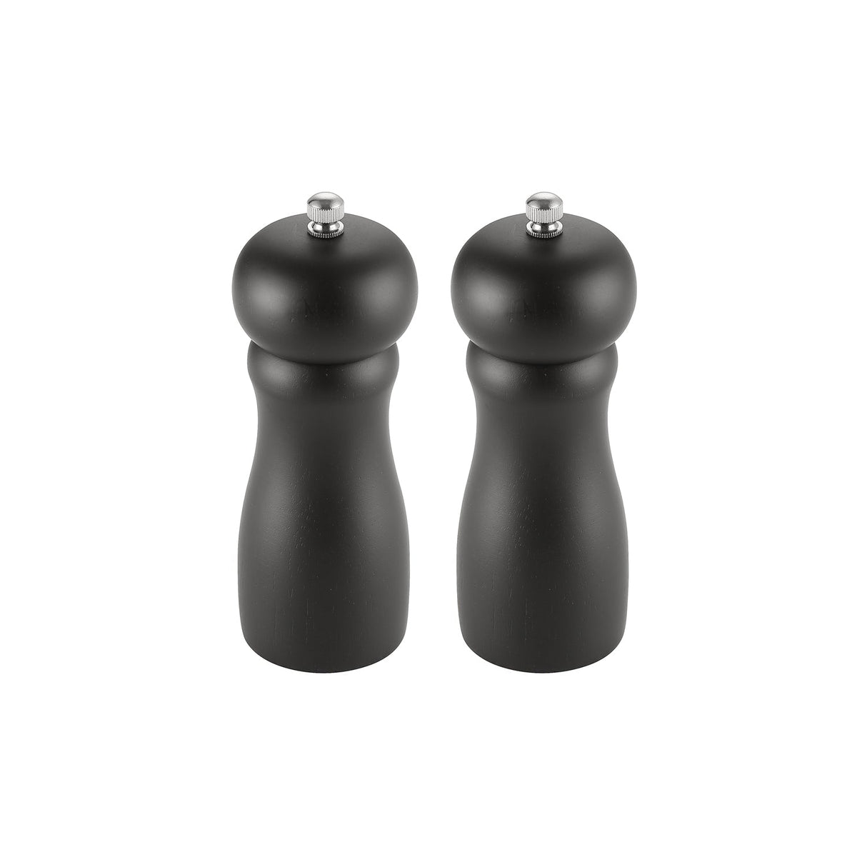 Pepper Mill Set Wooden Black 2-PC 6"H