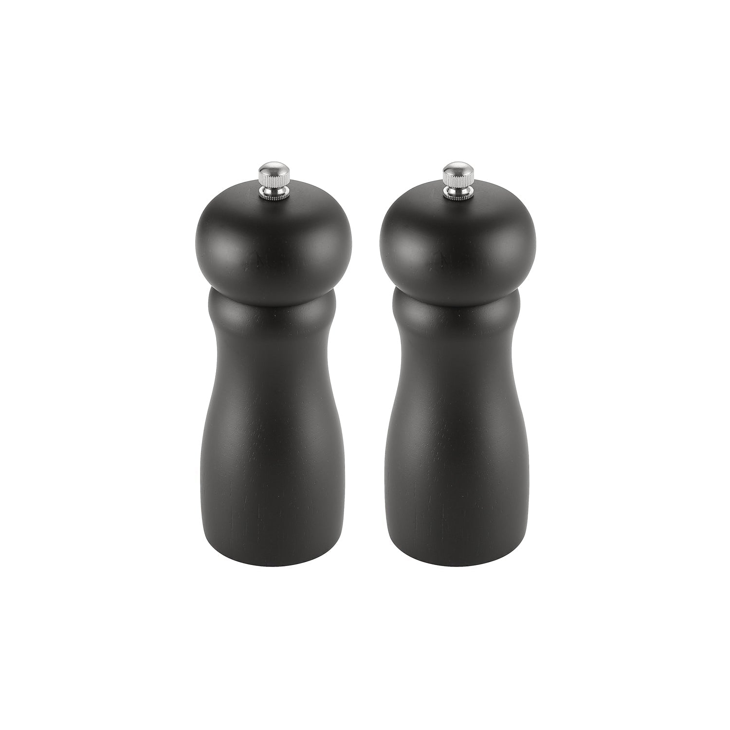 Pepper Mill Set Wooden Black 2-PC 6"H