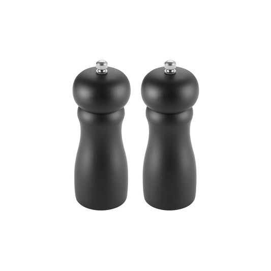 Pepper Mill Set Wooden Black 2-PC 6"H