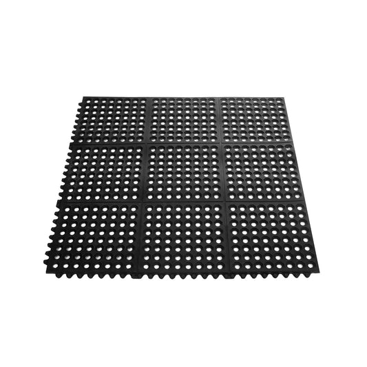 Floor Mat Rubber Interlocking Black 3x3'