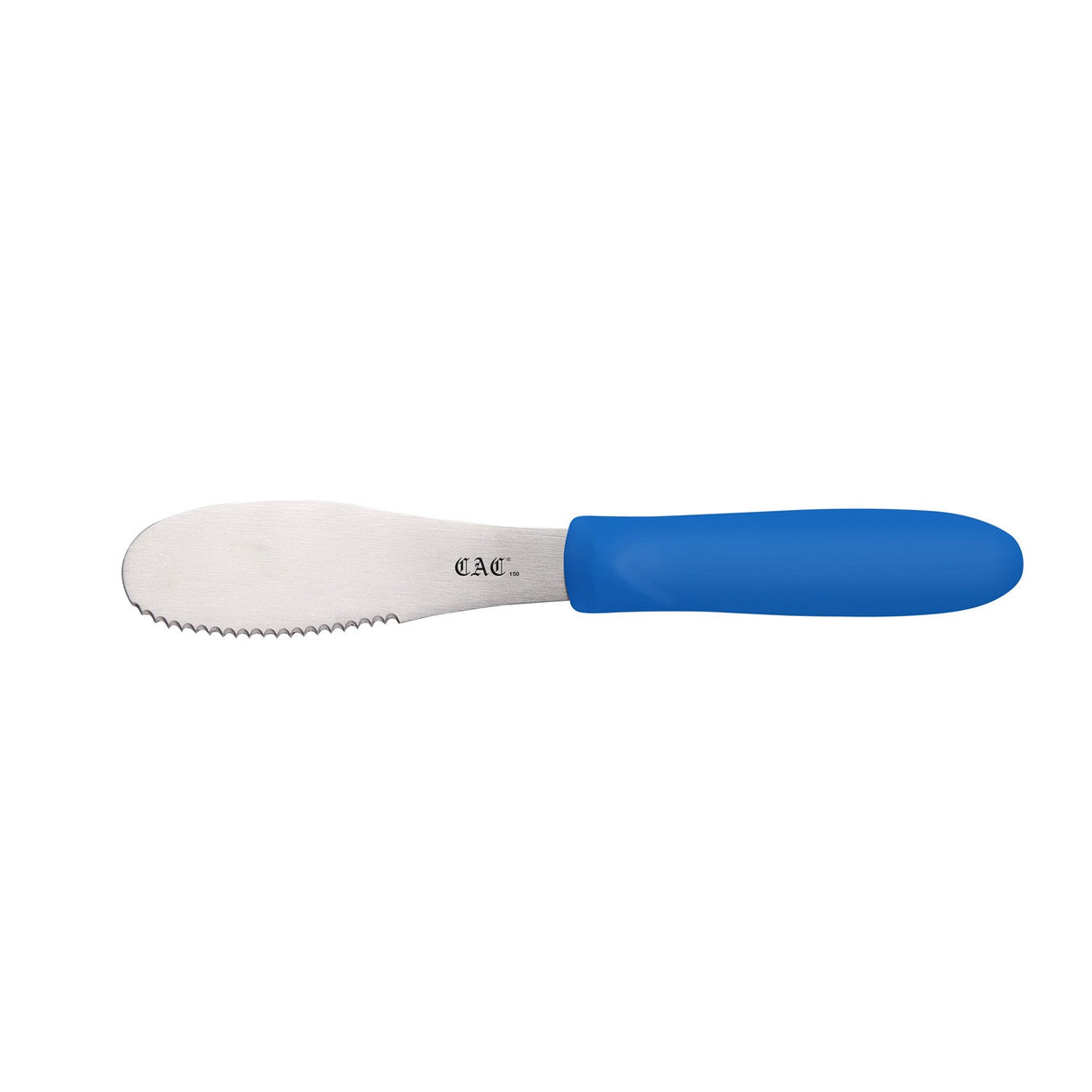 Spreader SS Serrated Plastic Hdl 3-7/8" Blue