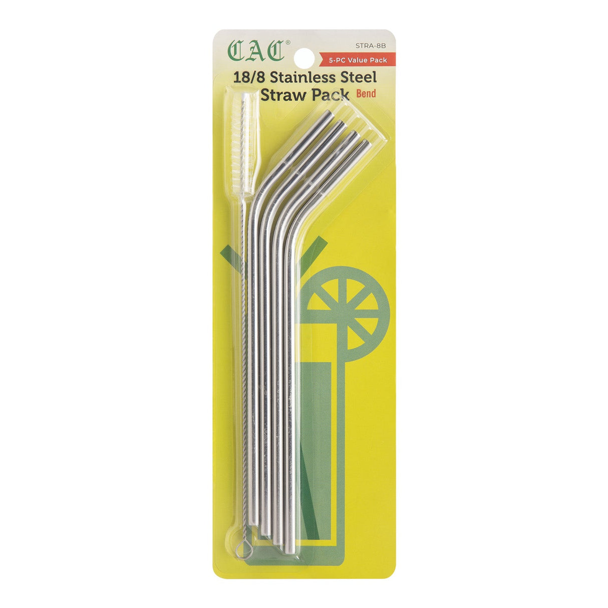 Straw SS Bend 1/4"Diax8-1/2"L 5PC