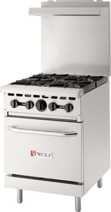 Wolf WX24-4BN 24" 4 Burner Gas Range w/ Standard Oven, Natural Gas