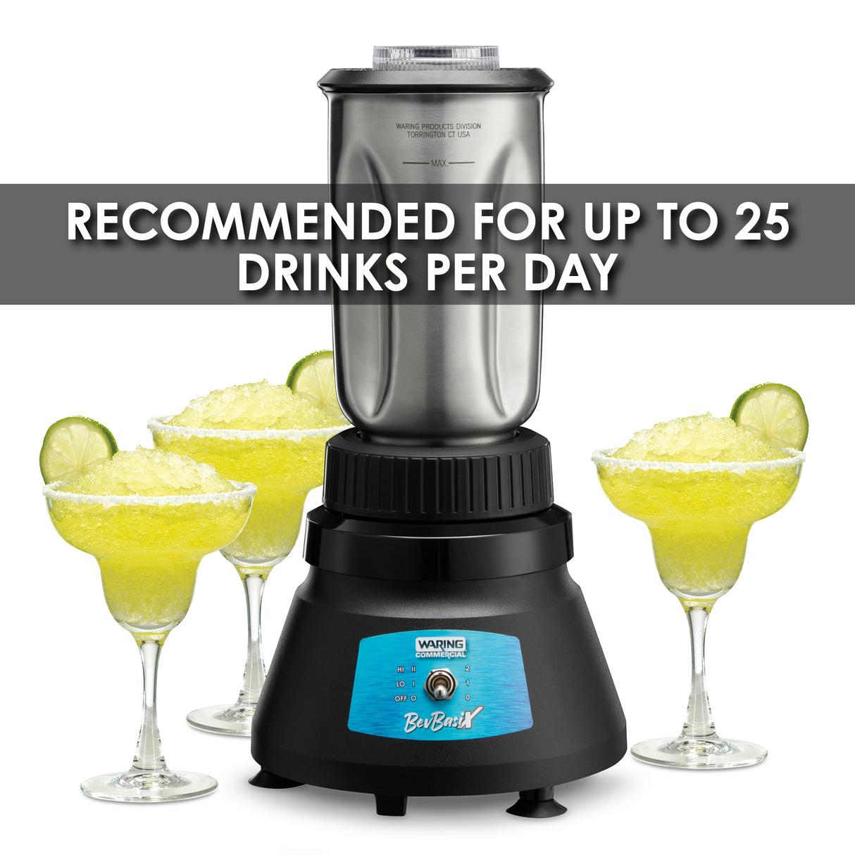 Waring BEVBASIX™ COMMERCIAL BAR BLENDER WITH 32 OZ. STAINLESS STEEL CONTAINER  Model: BB145S