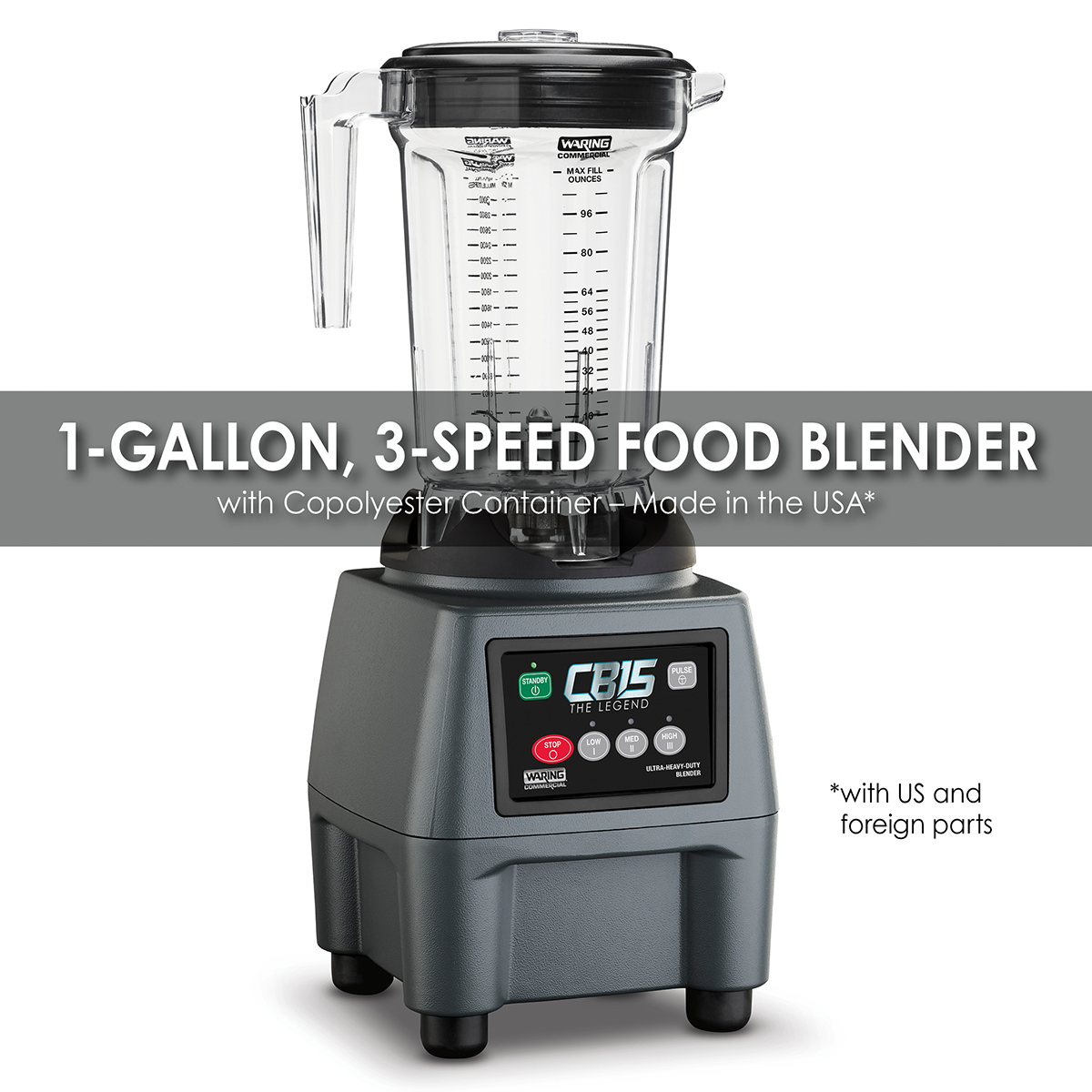 Waring 1-Gallon, 3-Speed Food Blender With Copolyester Container Model: CB15P