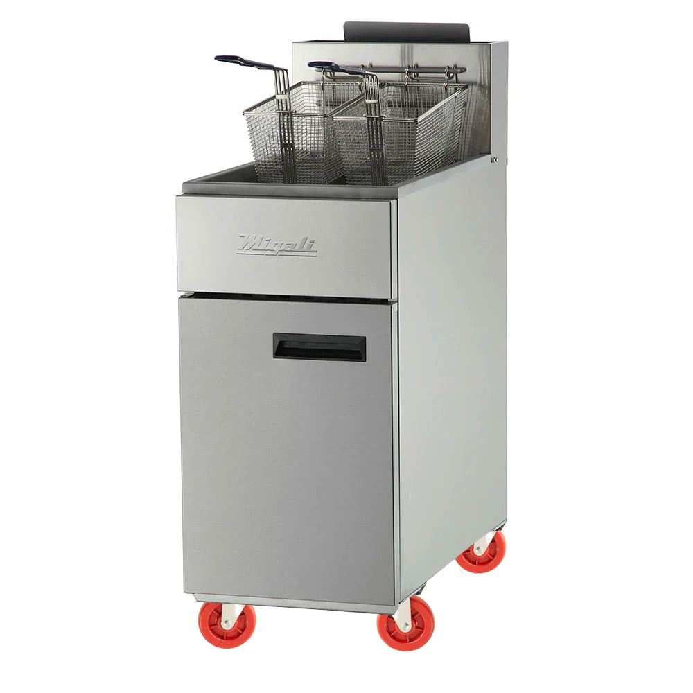 Migali Competitor Series Fryer, liquid propane gas, floor model, 15.6" W, 40 lb oil tank