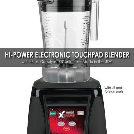 Waring HI-POWER ELECTRONIC KEYPAD BLENDER WITH 48 OZ. BPA-FREE COPOLYESTER CONTAINER – MADE IN THE USA* Model: MX1050XTXP