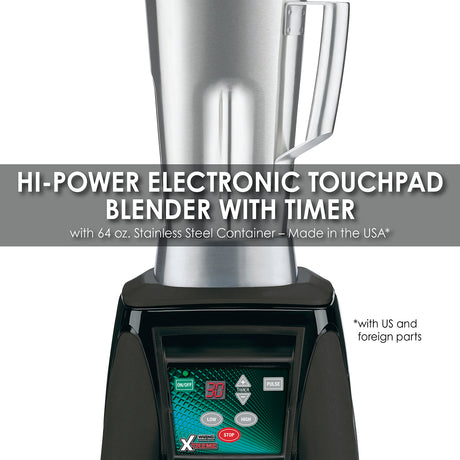 Waring HI-POWER ELECTRONIC KEYPAD BLENDER WITH TIMER AND 64 OZ. STAINLESS-STEEL CONTAINER – MADE IN THE USA* Model: MX1100XTS