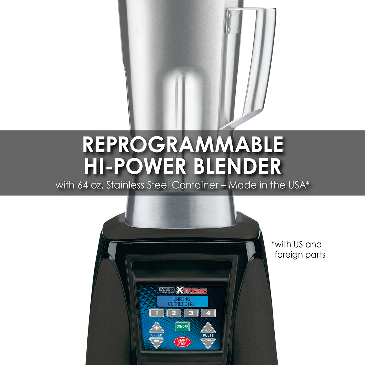 Waring PROGRAMMABLE HI-POWER BLENDER WITH 64 OZ. STAINLESS-STEEL CONTAINER – MADE IN THE USA*  Model: MX1300XTS