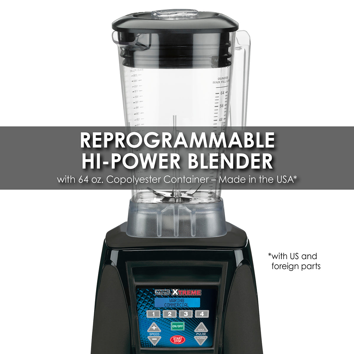 Waring REPROGRAMMABLE HI-POWER BLENDER WITH 64 OZ. COPOLYESTER CONTAINER – MADE IN THE USA*  Model: MX1300XTX