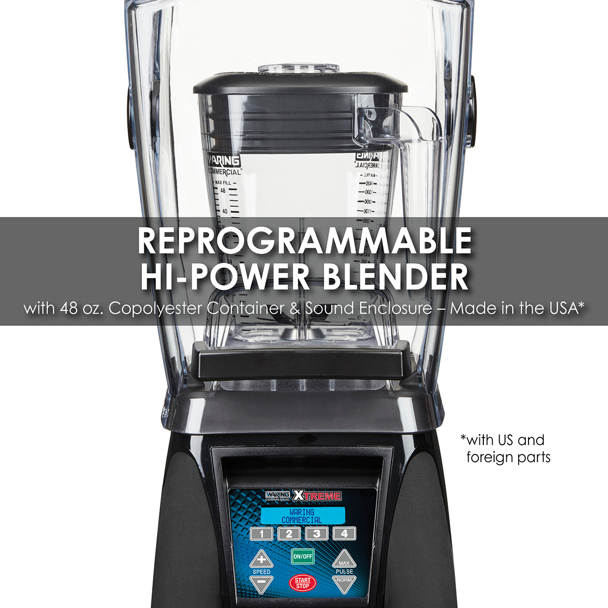 Waring PROGRAMMABLE HI-POWER BLENDER WITH SOUND ENCLOSURE AND 48 OZ. COPOLYESTER CONTAINER – MADE IN THE USA*  Model: MX1500XTXP