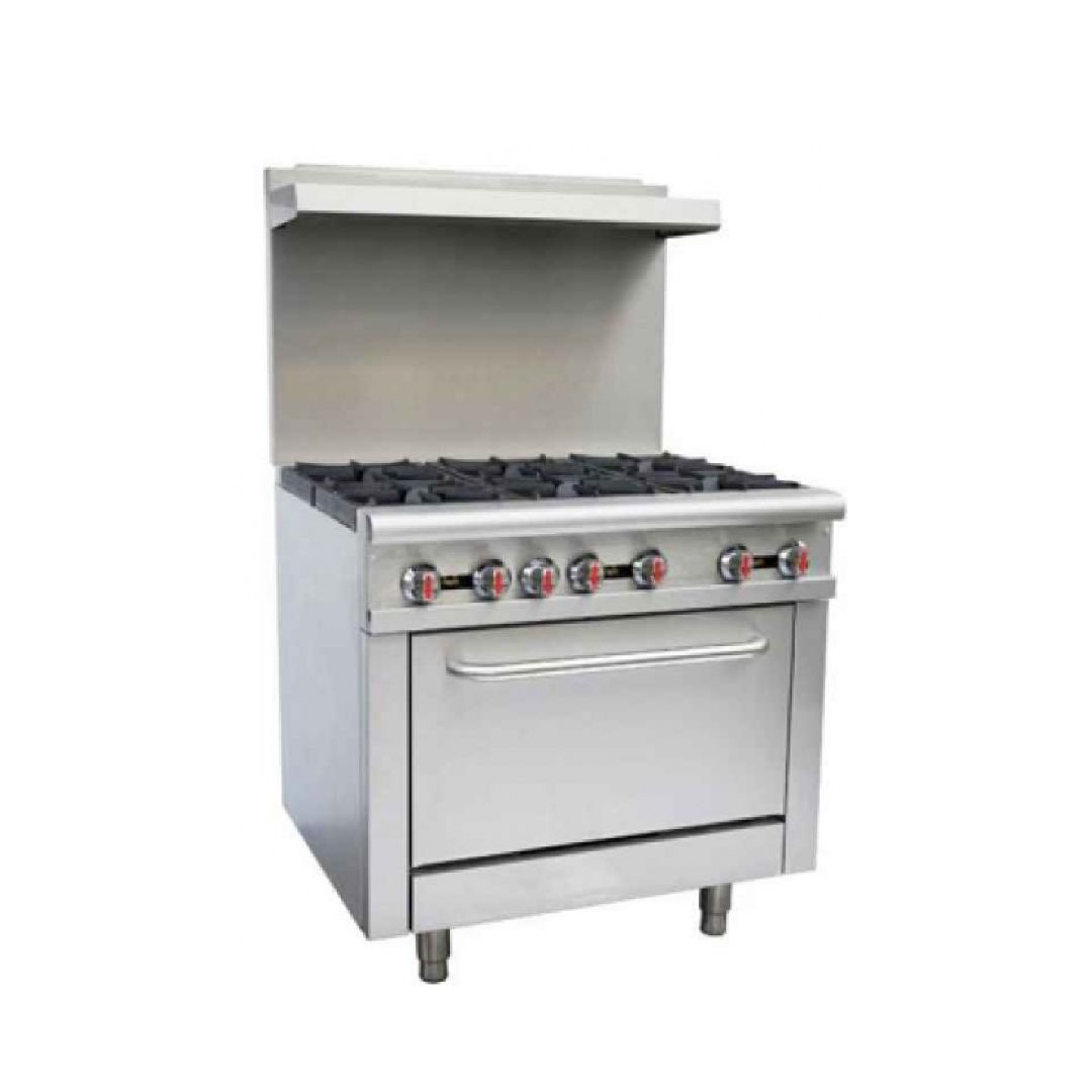 Sapphire SE-RA36 Gas Restaurant Range w/ (6) Open Burners, (1) Standard Oven, 211.000 BTU