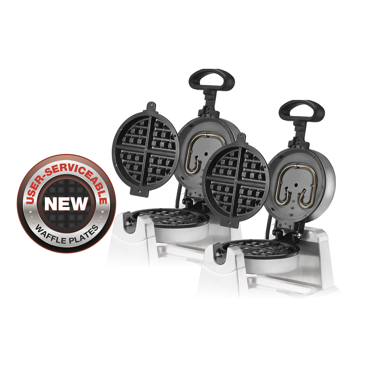 Waring SIDE-BY-SIDE SINGLE BELGIAN WAFFLE MAKER – 120V 2400W  Model: WW250X2