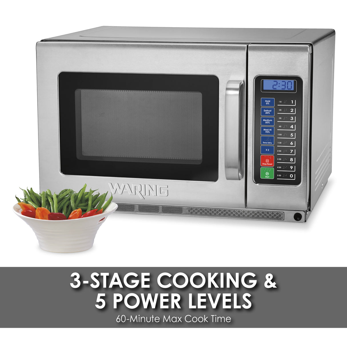 Waring HEAVY-DUTY 1.2 CUBIC FOOT MICROWAVE OVEN  Model: WMO120