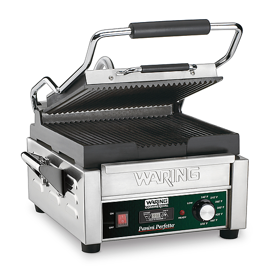 Waring COMPACT ITALIAN-STYLE PANINI GRILL WITH TIMER - 208V  Model: WPG150TB