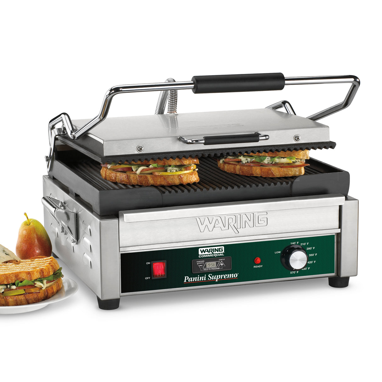 Waring LARGE ITALIAN-STYLE PANINI GRILL WITH TIMER - 120V  Model: WPG250T