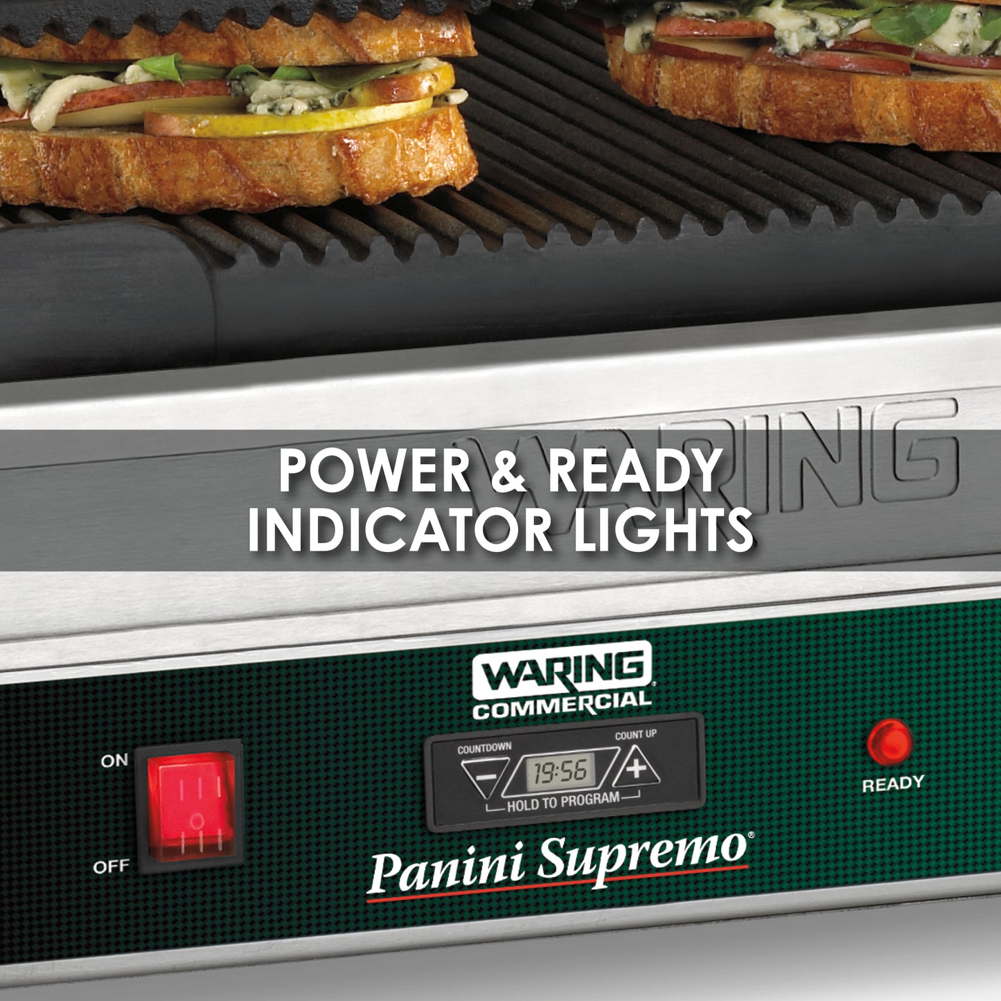 Waring LARGE ITALIAN-STYLE PANINI GRILL WITH TIMER - 120V  Model: WPG250T