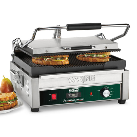 Waring LARGE ITALIAN-STYLE PANINI GRILL WITH TIMER - 208V  Model: WPG250TB