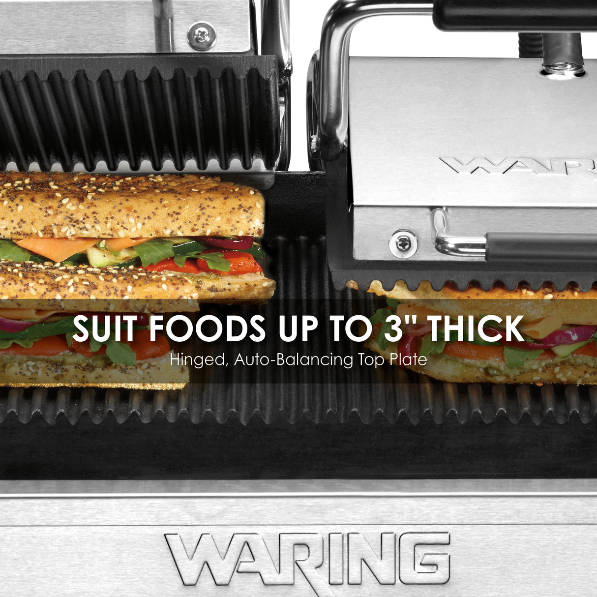 Waring DOUBLE ITALIAN-STYLE PANINI GRILL WITH TIMER - 240V  Model: WPG300T