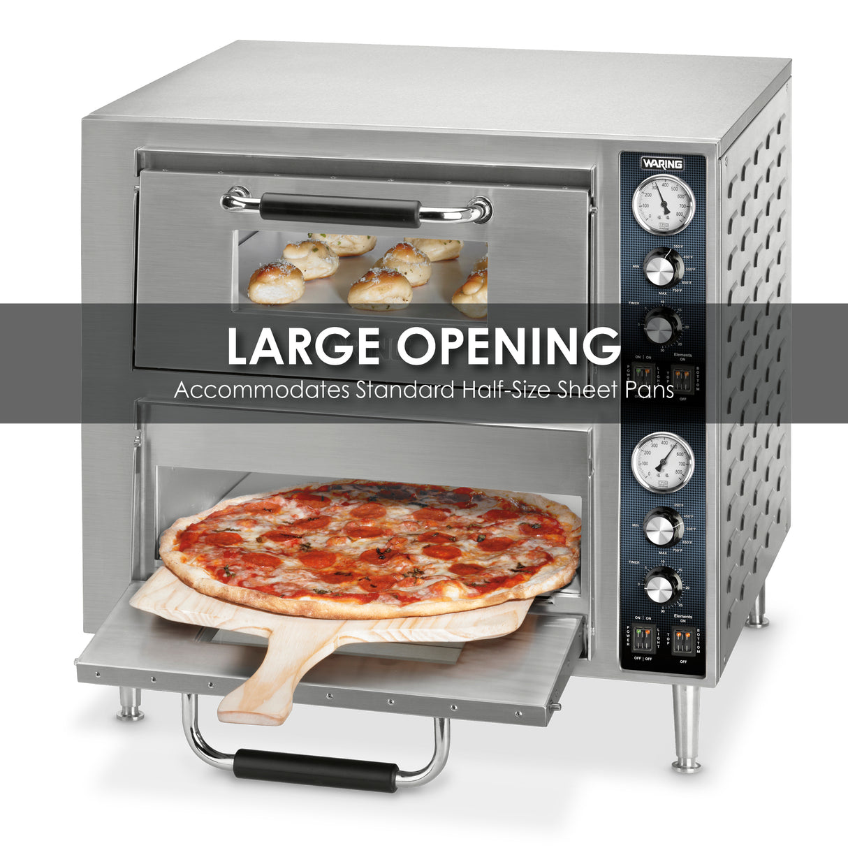 Waring HEAVY-DUTY DOUBLE-DECK PIZZA OVEN - DUAL CHAMBER  Model: WPO750